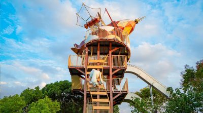 Moon exploration airship for stainless steel slide playground equipment I  Theme park | Bespoke project