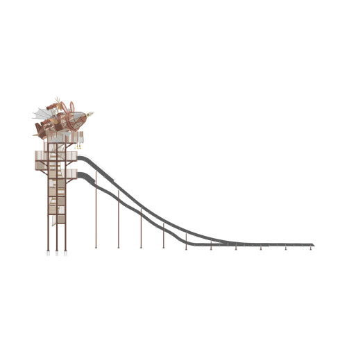 Toffy's Lunar Airship Tower Slides | Stainless Steel Slide | Animal-Shaped Play Equipment | Outdoor Playground Sets | Theme Park | Custom Design