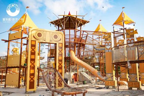 Golden acropolis for large playground equipment | Stainless steel slide playground equipment | Theme park | Bespoke project | High ropes course