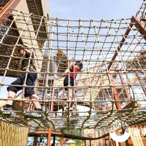 Tribal Totem Castle Slides | Stainless Steel Slide | Outdoor Playground Sets | Rope playground equipment