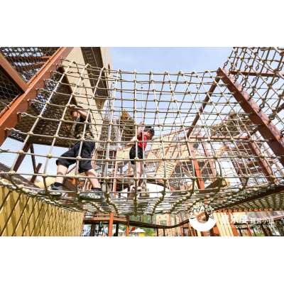 Tribal Totem Castle Slides | Stainless Steel Slide | Outdoor Playground Sets | Rope playground equipment