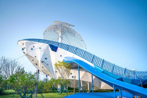 Giant whale for large playground equipment | Stainless steel slide playground equipment | Theme park | Bespoke project