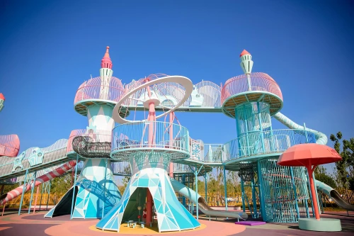 Dazzling Coral Reef Palace Combo Slides | play equipment suppliers | Outdoor rope playground equipment | large playground equipment
