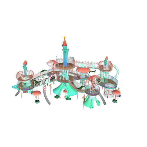 Dazzling Coral Reef Palace Combo Slides | Stainless Steel Slide | Outdoor Playground Sets | Theme Park | Custom Design