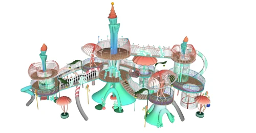 Dazzling Coral Reef Palace Combo Slides | play equipment suppliers | Outdoor rope playground equipment | large playground equipment
