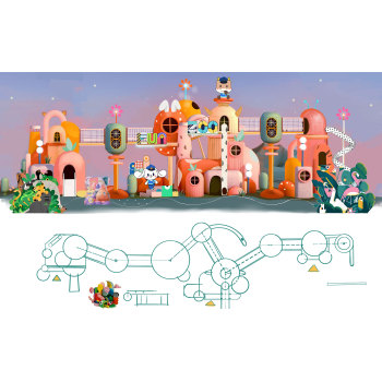 Rhythmic Rainforest Palace Combo Slides | Outdoor Playground Sets |  Commerical Playground Equipment