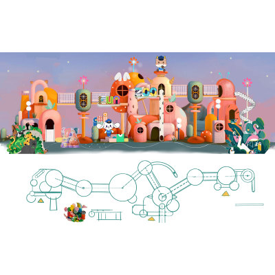 Rhythmic Rainforest Palace Combo Slides | Outdoor Playground Sets |  Commerical Playground Equipment