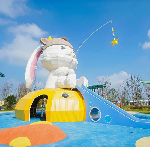 Rabbit Toffy Fishing Play Systems | Stainless Steel Slide | Animal-Shaped Play Equipment | Outdoor Playground Sets | Theme Park | Custom Design