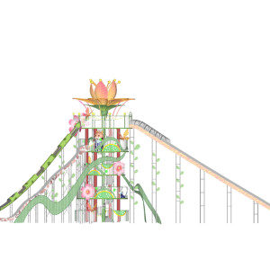 Tropical Jungle Tower Slides | Stainless Steel Slide | Custom Design Commercial Playground Equipment