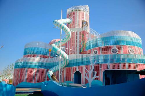 Vibrant Dream Castle Slides | Stainless Steel Slide | Outdoor Playground Sets | Theme Park | Custom Design