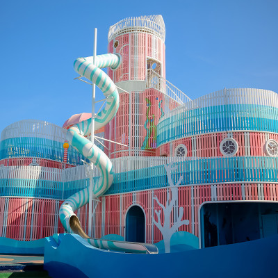 Vibrant Dream Castle Slides | Stainless Steel Slide | Outdoor Playground Sets | Theme Park | Custom Design