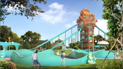 Giant Wave Tower Slides | Stainless Steel Slide | Outdoor Playground Sets | Theme Park | Custom Design