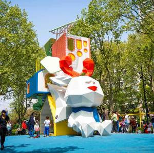Peace Rabbit Play Systems | Stainless Steel Slide | Animal-Shaped Play Equipment | Outdoor Playground Sets | Custom Design