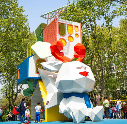 Peace Rabbit Play Systems | Stainless Steel Slide | Animal-Shaped Play Equipment | Outdoor Playground Sets | Custom Design