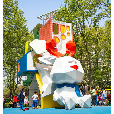 Peace Rabbit Play Systems | Stainless Steel Slide | Animal-Shaped Play Equipment | Outdoor Playground Sets | Custom Design