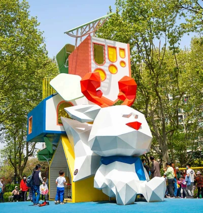 Peace Rabbit Play Systems | Stainless Steel Slide | Animal-Shaped Play Equipment | Outdoor Playground Sets | Custom Design