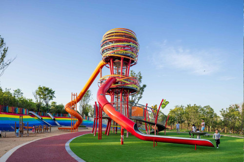 Central tower for climbing playground equipment | Outdoor play tower | Children's play tower with slide