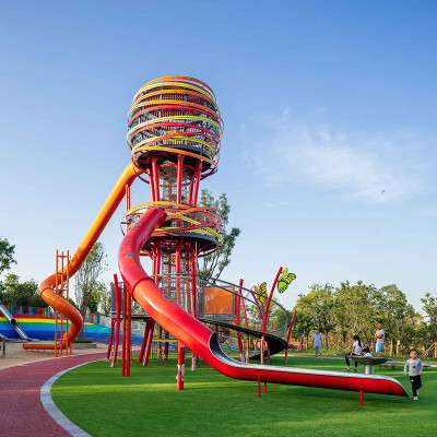 Central tower for climbing playground equipment | Outdoor play tower | Children's play tower with slide