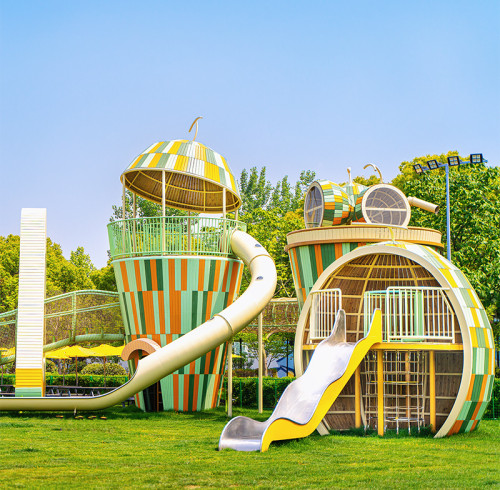 Melon Palace Combo Slides | Stainless Steel Slide | Food-Shaped Play Equipment | Outdoor Playground Sets | Custom Design