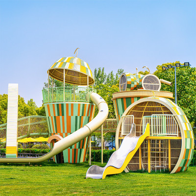 Melon Palace Combo Slides | Stainless Steel Slide | Food-Shaped Play Equipment | Outdoor Playground Sets | Custom Design