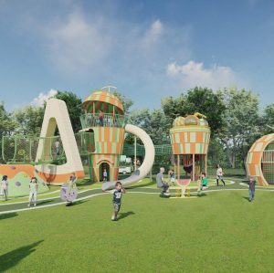 Melon Palace Combo Slides | Stainless Steel Slide | Food-Shaped Play Equipment | Outdoor Playground Sets | Custom Design