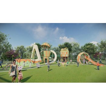 Melon Palace Combo Slides | Stainless Steel Slide | Food-Shaped Play Equipment | Outdoor Playground Sets | Custom Design