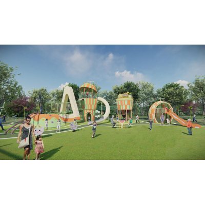 Melon Palace Combo Slides | Stainless Steel Slide | Food-Shaped Play Equipment | Outdoor Playground Sets | Custom Design