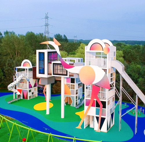 Crane Palace Combo Slides | Stainless Steel Slide | Animal-Shaped Play Equipment | Outdoor Playground Sets | Custom Design
