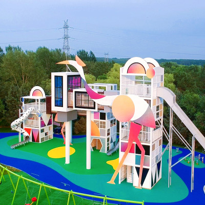 Crane Palace Combo Slides | Stainless Steel Slide | Animal-Shaped Play Equipment | Outdoor Playground Sets | Custom Design