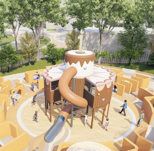 Cream Cake Play Systems | Stainless Steel Slide | Food-Shaped Play Equipment | Outdoor Playground Sets | Custom Design
