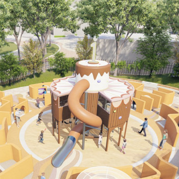 Cream Cake Play Systems | Stainless Steel Slide | Food-Shaped Play Equipment | Outdoor Playground Sets | Custom Design