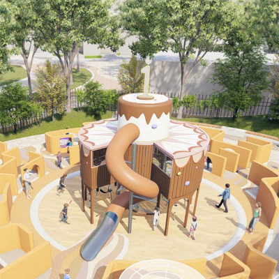 Cream Cake Play Systems | Stainless Steel Slide | Food-Shaped Play Equipment | Outdoor Playground Sets | Custom Design