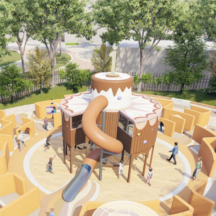 Cream Cake Play Systems | Stainless Steel Slide | Food-Shaped Play Equipment | Outdoor Playground Sets | Custom Design