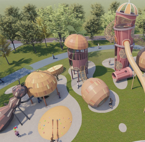Orange Juice Palace Combo Slides | Stainless Steel Slide | Food-Shaped Play Equipment | Outdoor Playground Sets | Custom Design