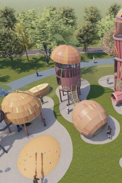 Orange Juice Palace Combo Slides | Stainless Steel Slide | Food-Shaped Play Equipment | Outdoor Playground Sets | Custom Design