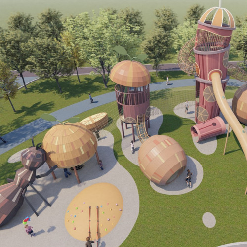 Orange Juice Palace Combo Slides | Stainless Steel Slide | Food-Shaped Play Equipment | Outdoor Playground Sets | Custom Design