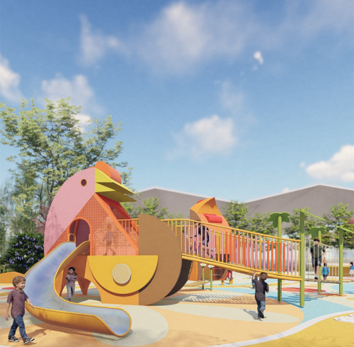Chickens Play Systems | Stainless Steel Slide | Animal-Shaped Play Equipment | Outdoor Playground Sets | Custom Design