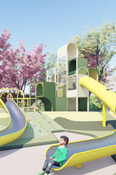 Building Blocks Play Systems | Stainless Steel Slide | Outdoor Playground Sets | Custom Design