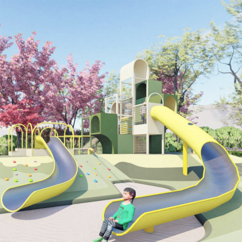 Building Blocks Play Systems | Stainless Steel Slide | Outdoor Playground Sets | Custom Design