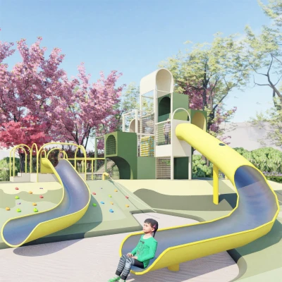 Building Blocks Play Systems | Stainless Steel Slide | Outdoor Playground Sets | Custom Design