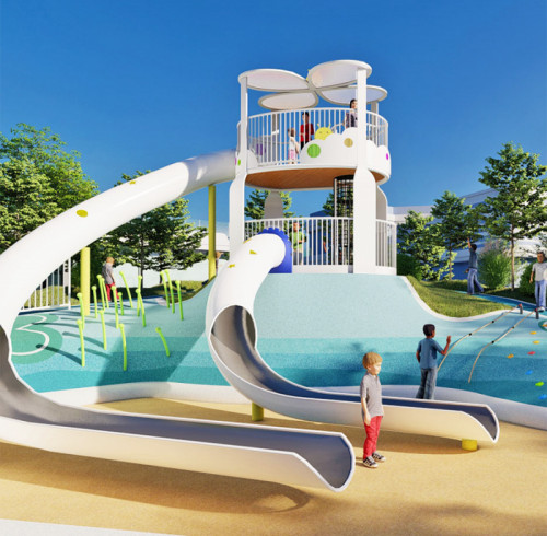 Solar Energy Dual Slides | Stainless Steel Slide | Outdoor Playgrounds Sets | Custom Design