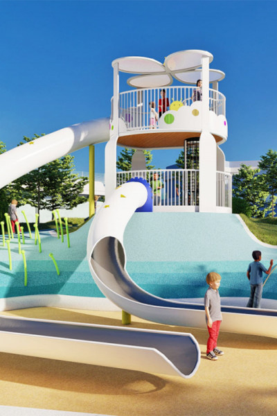 Solar Energy Dual Slides | Stainless Steel Slide | Outdoor Playgrounds Sets | Custom Design