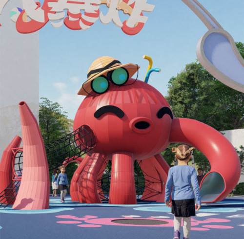 Baby Octopus Play Systems | Stainless Steel Slide | Animal-Shaped Play Equipment | Outdoor Playground Sets | Custom Design