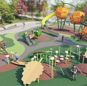 Pumpkin Play Systems | Stainless Steel Slide | Food-Shaped Play Equipment | Outdoor Playground Sets |  Custom Design
