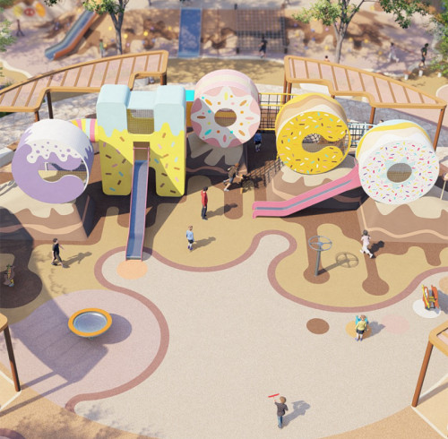 Donut Palace Combo Slides | Stainless Steel Slide | Food-Shaped Play Equipment | Outdoor Playground Sets | Custom Design