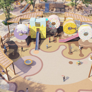 Donut Palace Combo Slides | Stainless Steel Slide | Food-Shaped Play Equipment | Outdoor Playground Sets | Custom Design