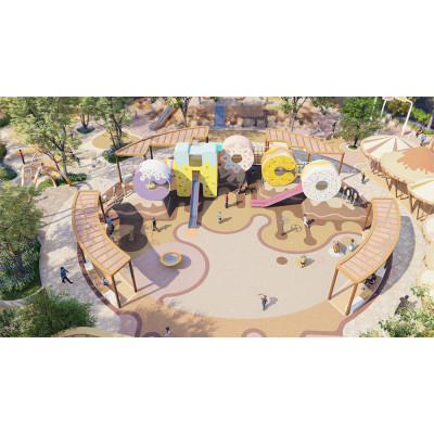Donut Palace Combo Slides | Stainless Steel Slide | Food-Shaped Play Equipment | Outdoor Playground Sets | Custom Design