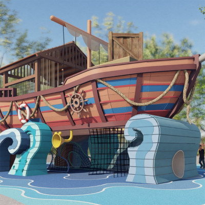 Surfing boat for climbing playground equipment |  Customize wooden Ship Playground Equipment