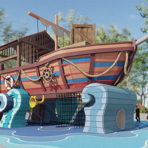 Surfing Boat Play Systems | Stainless Steel Slide | Outdoor Playground Sets | Custom Design