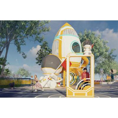 Toffy's Moonship Play Systems | Stainless Steel Slide | Outdoor Playground Sets | Custom Design